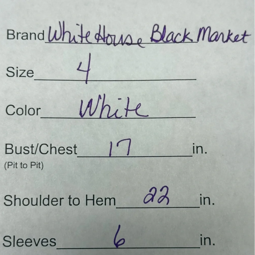 White House Black Market White Utility Jacket Size 4 Short Sleeve Button Front - Picture 8 of 8